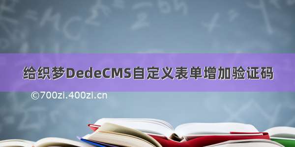 给织梦DedeCMS自定义表单增加验证码