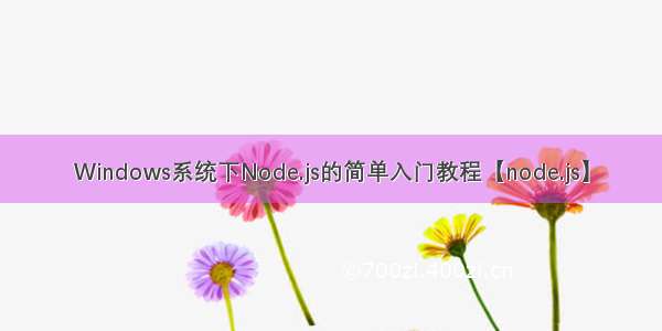 Windows系统下Node.js的简单入门教程【node.js】