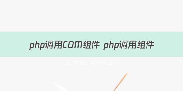 php调用COM组件 php调用组件