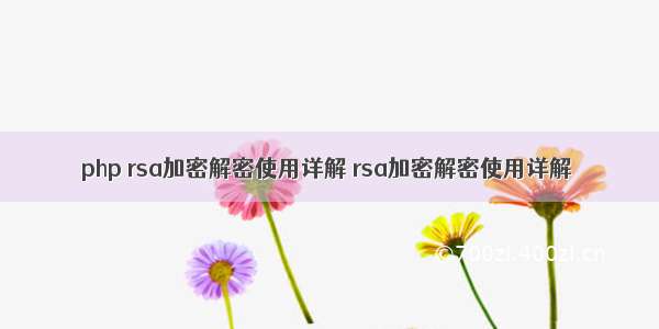 php rsa加密解密使用详解 rsa加密解密使用详解