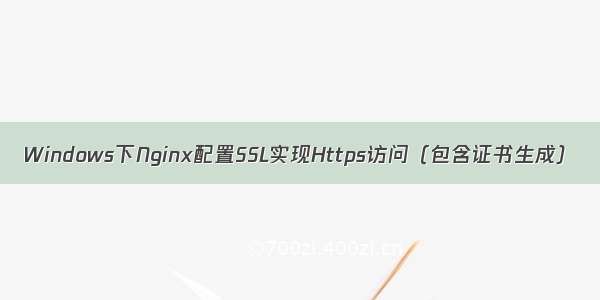 Windows下Nginx配置SSL实现Https访问（包含证书生成）