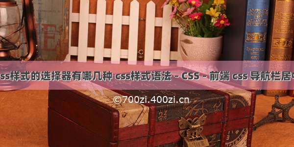 css样式的选择器有哪几种 css样式语法 – CSS – 前端 css 导航栏居中