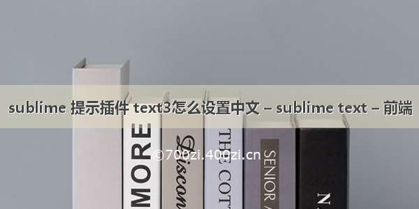 sublime 提示插件 text3怎么设置中文 – sublime text – 前端