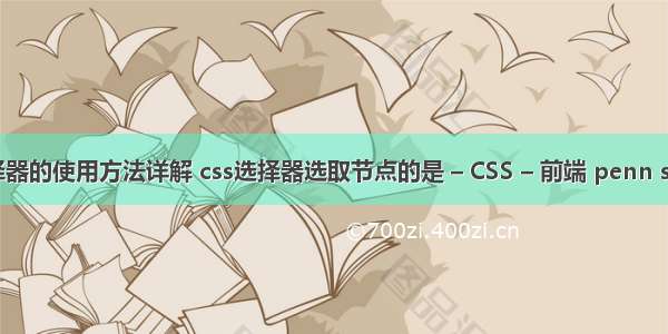 css类选择器的使用方法详解 css选择器选取节点的是 – CSS – 前端 penn state cssa