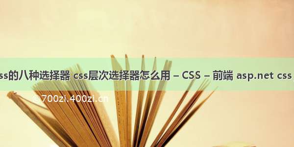 css的八种选择器 css层次选择器怎么用 – CSS – 前端 asp.net css js