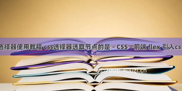 cssl选择器使用教程 css选择器选取节点的是 – CSS – 前端 flex 引入css文件