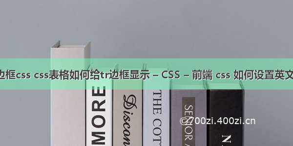 border无边框css css表格如何给tr边框显示 – CSS – 前端 css 如何设置英文首字母大写