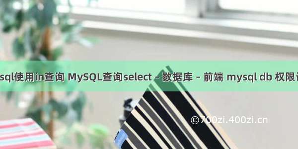 mysql使用in查询 MySQL查询select – 数据库 – 前端 mysql db 权限设置