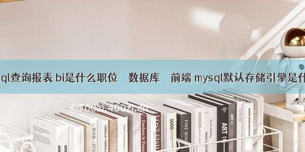 mysql查询报表 bi是什么职位 – 数据库 – 前端 mysql默认存储引擎是什么