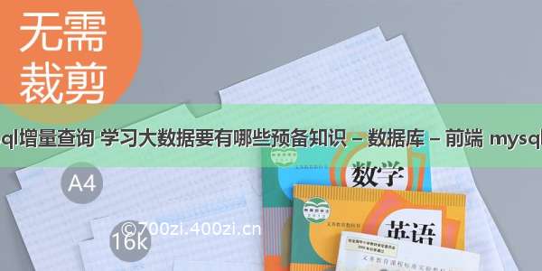 mysql增量查询 学习大数据要有哪些预备知识 – 数据库 – 前端 mysql语言