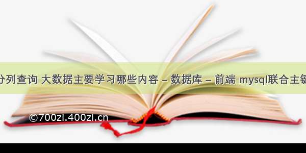 mysql分列查询 大数据主要学习哪些内容 – 数据库 – 前端 mysql联合主键的作用