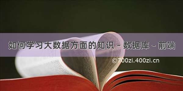 如何学习大数据方面的知识 – 数据库 – 前端