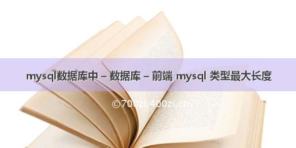 mysql数据库中 – 数据库 – 前端 mysql 类型最大长度