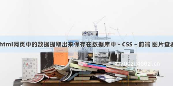 如何将html网页中的数据提取出来保存在数据库中 – CSS – 前端 图片查看器 css