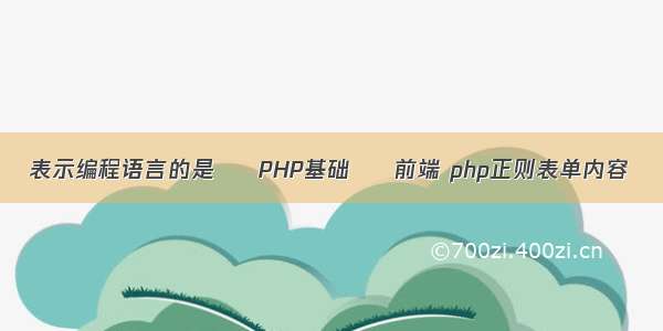 表示编程语言的是 – PHP基础 – 前端 php正则表单内容