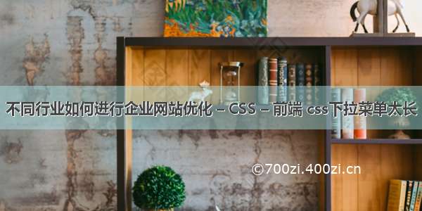 不同行业如何进行企业网站优化 – CSS – 前端 css下拉菜单太长