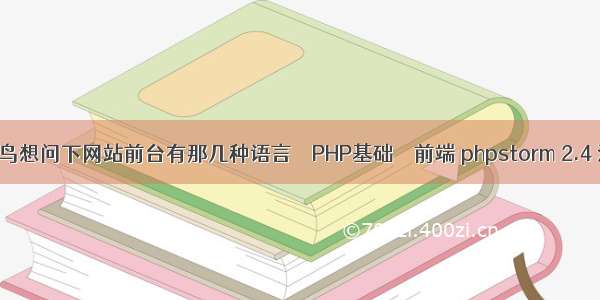 我是菜鸟想问下网站前台有那几种语言 – PHP基础 – 前端 phpstorm 2.4 注册码