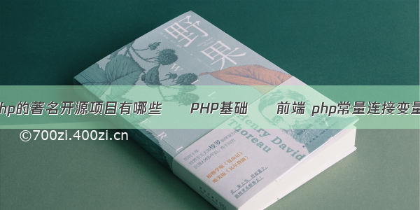 php的著名开源项目有哪些 – PHP基础 – 前端 php常量连接变量