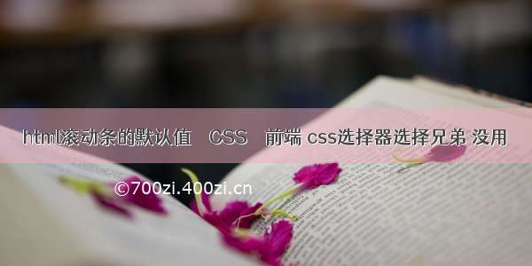 html滚动条的默认值 – CSS – 前端 css选择器选择兄弟 没用