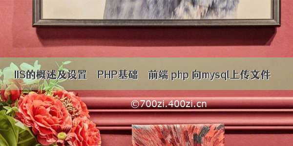 IIS的概述及设置 – PHP基础 – 前端 php 向mysql上传文件