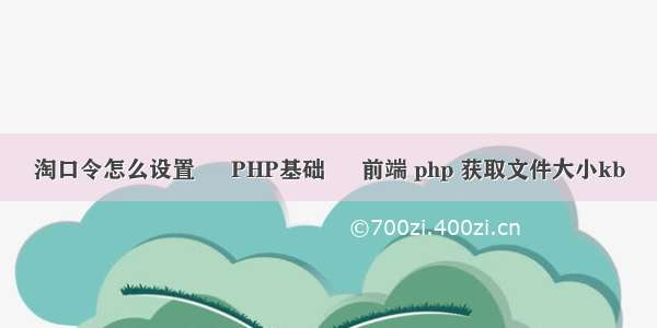 淘口令怎么设置 – PHP基础 – 前端 php 获取文件大小kb