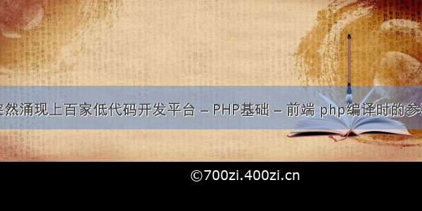 突然涌现上百家低代码开发平台 – PHP基础 – 前端 php编译时的参数