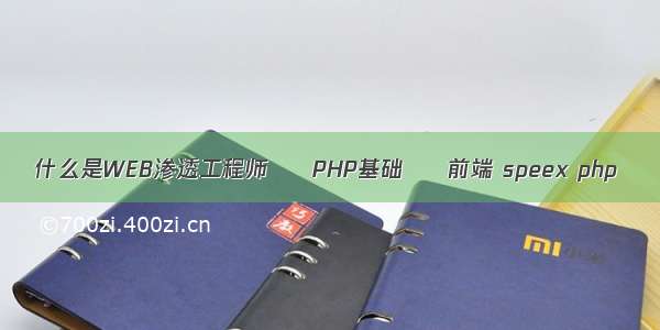 什么是WEB渗透工程师 – PHP基础 – 前端 speex php