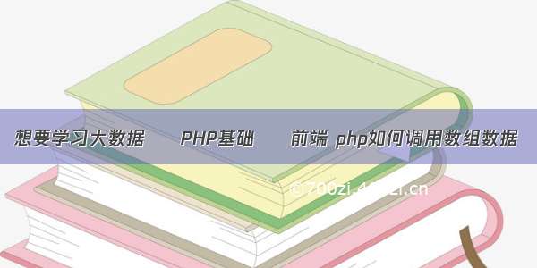 想要学习大数据 – PHP基础 – 前端 php如何调用数组数据