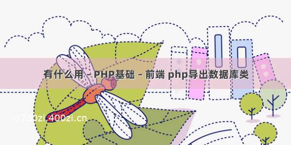 有什么用 – PHP基础 – 前端 php导出数据库类