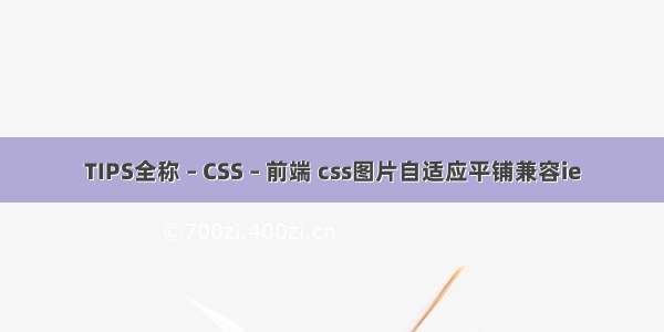 TIPS全称 – CSS – 前端 css图片自适应平铺兼容ie