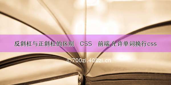 反斜杠与正斜杠的区别 – CSS – 前端 允许单词换行css