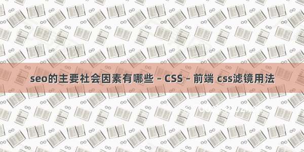 seo的主要社会因素有哪些 – CSS – 前端 css滤镜用法