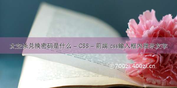 太空杀兑换密码是什么 – CSS – 前端 css输入框内提示文字