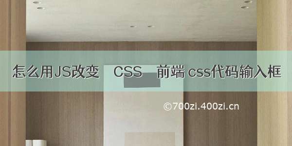 怎么用JS改变 – CSS – 前端 css代码输入框