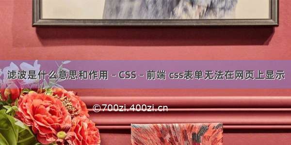 滤波是什么意思和作用 – CSS – 前端 css表单无法在网页上显示