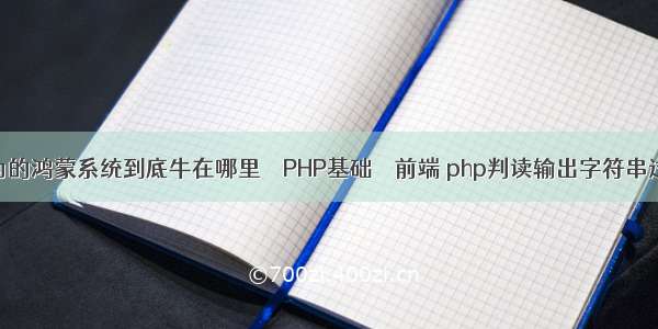 华为的鸿蒙系统到底牛在哪里 – PHP基础 – 前端 php判读输出字符串过滤