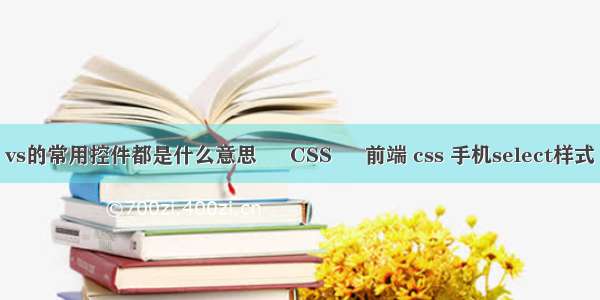 vs的常用控件都是什么意思 – CSS – 前端 css 手机select样式