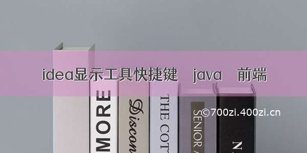 idea显示工具快捷键 – java – 前端