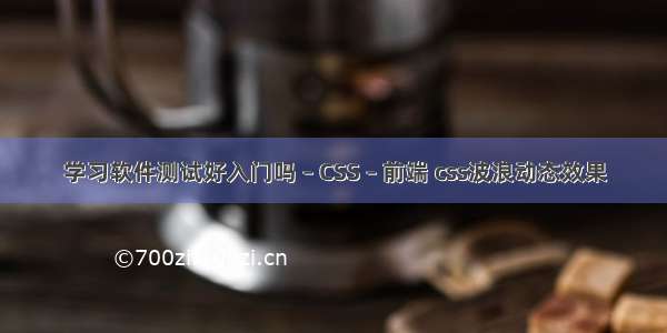 学习软件测试好入门吗 – CSS – 前端 css波浪动态效果