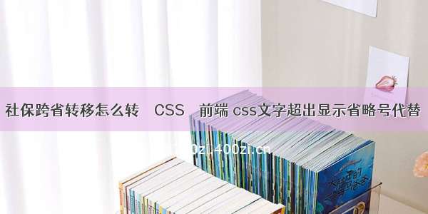 社保跨省转移怎么转 – CSS – 前端 css文字超出显示省略号代替