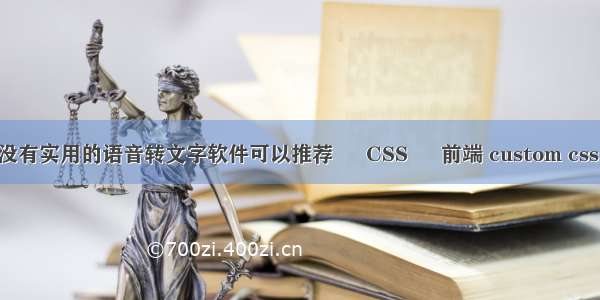 有没有实用的语音转文字软件可以推荐 – CSS – 前端 custom css ()