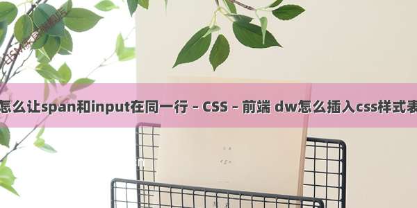 怎么让span和input在同一行 – CSS – 前端 dw怎么插入css样式表