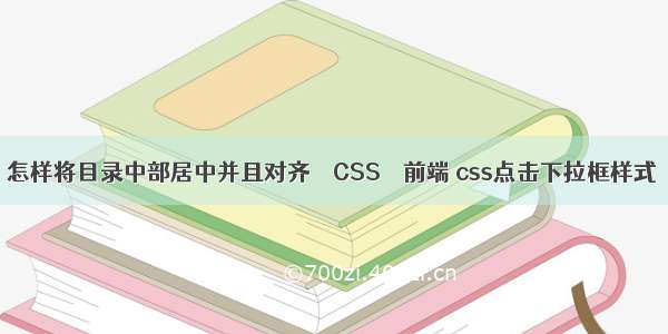 怎样将目录中部居中并且对齐 – CSS – 前端 css点击下拉框样式