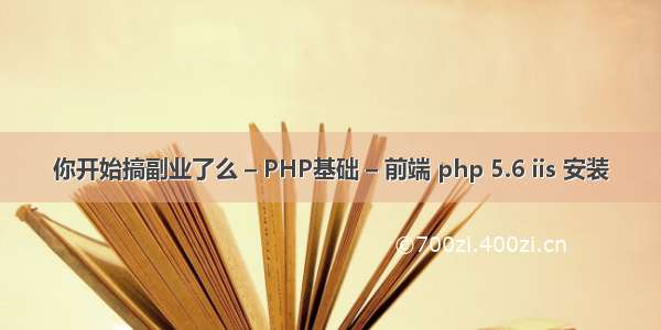 你开始搞副业了么 – PHP基础 – 前端 php 5.6 iis 安装