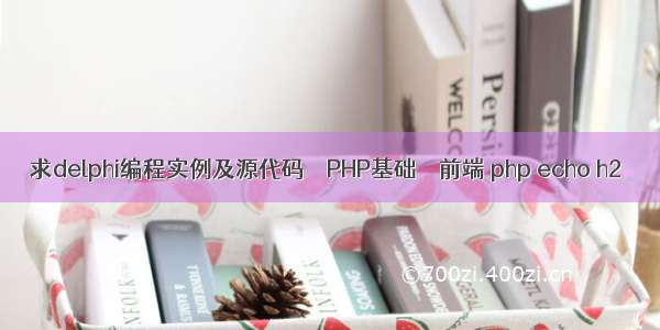 求delphi编程实例及源代码 – PHP基础 – 前端 php echo h2