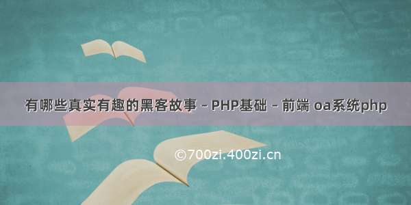 有哪些真实有趣的黑客故事 – PHP基础 – 前端 oa系统php