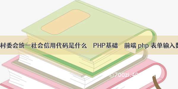 农村村委会统一社会信用代码是什么 – PHP基础 – 前端 php 表单输入数字