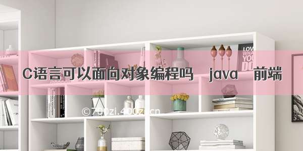 C语言可以面向对象编程吗 – java – 前端