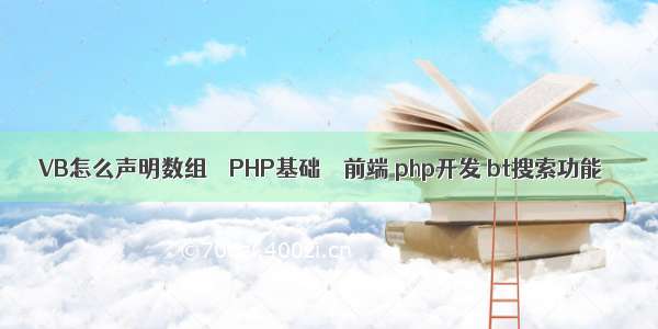 VB怎么声明数组 – PHP基础 – 前端 php开发 bt搜索功能