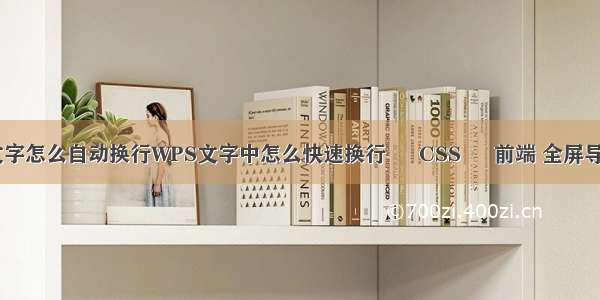 wps文字怎么自动换行WPS文字中怎么快速换行 – CSS – 前端 全屏导航css